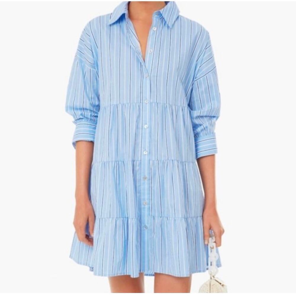 Tuckernuck Pomander Place Striped Shirtdress blue long sleeve women’s small - Picture 2 of 10